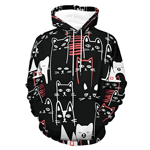 Hoodie chats d'animaux UMENG sweat à capuche unisexe taille S pour homme et femme