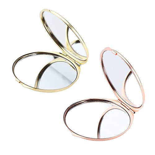 Miroir portable double pliage or 6x6 cm compact pour fêtes et maison - 4
