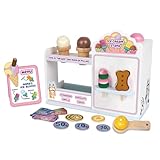 Bluey Kids Wooden Ice Cream Stand Playset – 26 Piece Pretend Play Shop with Menu Board, Play Money, Scoops & Accessories, Fun Role Play Toy for Boys & Girls, Develop Imaginative and Fine Motor Skills