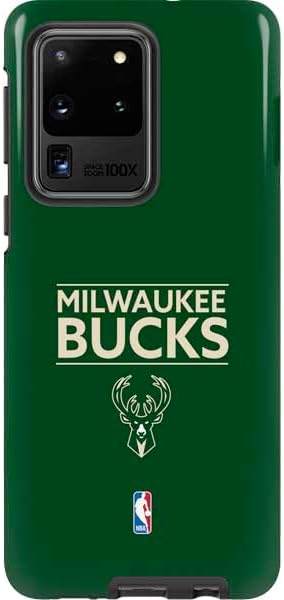 Skinit Pro Phone Case Compatible with Galaxy S20 Ultra 5G - Officially Licensed NBA Milwaukee Bucks Standard - Black Design