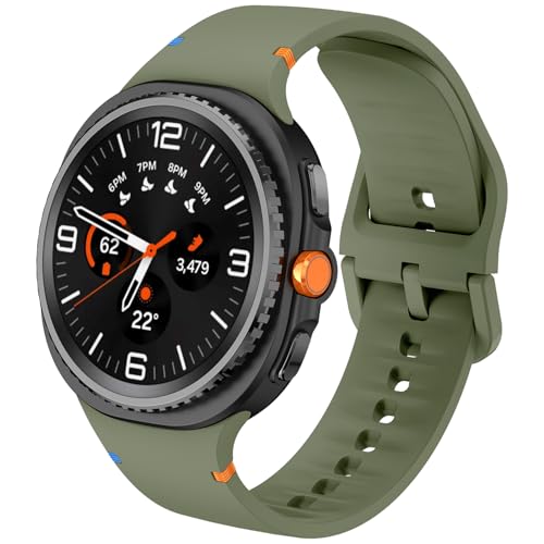 DEALELE Bands Compatible with Samsung Galaxy Watch 8 40mm / 44mm / 8 Classic 46mm, Soft Breathable Sport Silicone Replacement Band Strap for Galaxy Watch 8 2025 Women Men, S/M, Army green