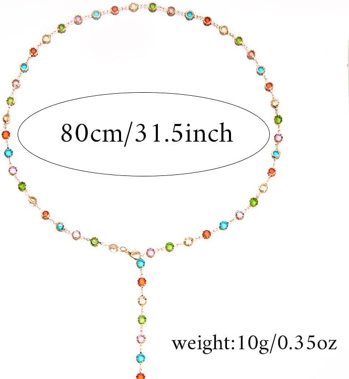 Colorful Y-Necklace for Women-Multicolor Beaded Choker Drop Rainbow Necklaces For Women，Dainty Layering Chain for Women, Elegant Statement Jewelry - Image 6