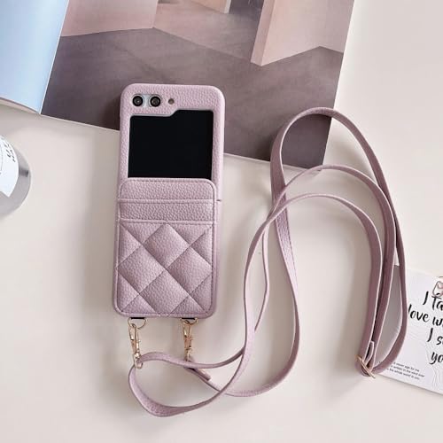 Étui en cuir PU résistant aux chocs pour Samsung Galaxy Z Flip 5 4 3 avec sangle amovible