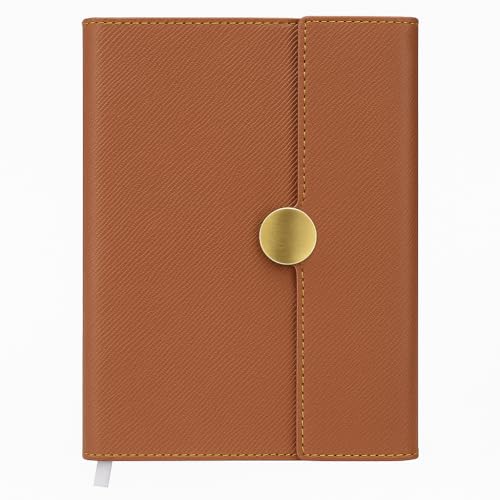 Image of A5 Journal Notebook Diary for Men Women | Office Journal Diary Notebook with Magnetic Flip Lock and Mobile Holder Pocket (200 Ruled Pages, 6 x 8.5 Inches, 80 GSM) (Round Mag. Tan)