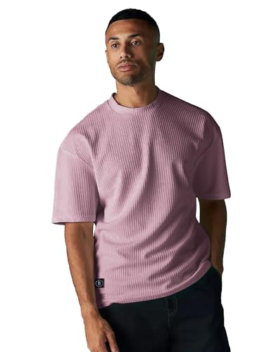 Image of Maniac || Mens || Solid || Round Neck || Half Sleeve || Seersucker || Cottonblend || Oversized || T-Shirt