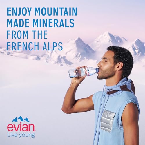 Image of evian Natural Mineral Water Bottle, Drinking Water, 330ml, Case of 24