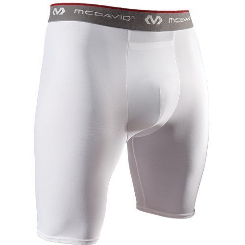 McDavid Youth Compression Support Shorts, White, Large