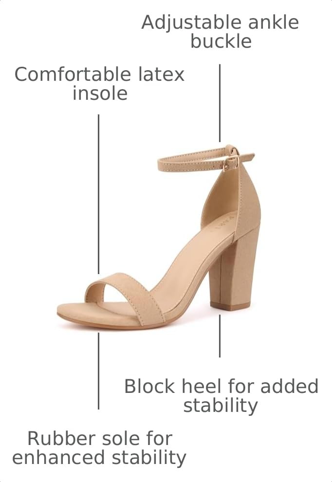 Image of PARTY Women's Chunky Block Heels Open Toe Ankle Strap 3 Inch Heeled Sandals Comfortable for Wedding and Prom