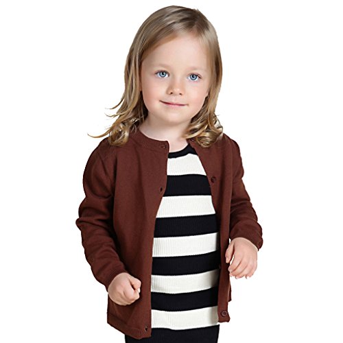 Wennikids Baby Girls' Little Knit Cardigan Button Sweater for 12M-6T Medium Brown