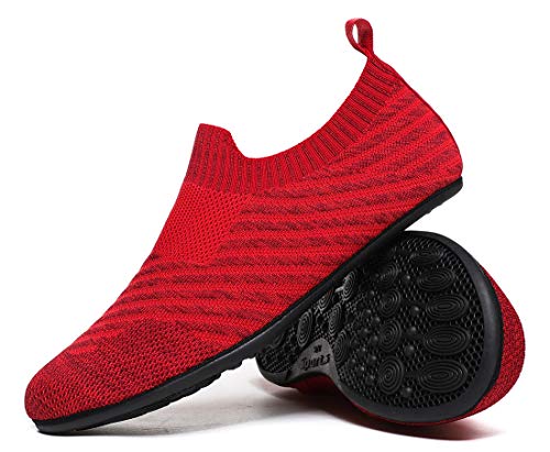 Image of QZKDM Adult Lightweight Non-Slip Grip Indoor or Outdoor House Slippers House Home Shoes Comfort & Chic Style for Men Women (QZ20005Red45)