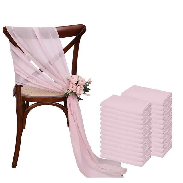 Generisch 30 STÜCKE (15er-Set) 30 * 275 cm Salbeigrüne Chiffon-Stuhlschärpen für Hochzeitsdekorationen Chiffon Vertikale Stuhlvorhänge Tüll-Stuhlhusse