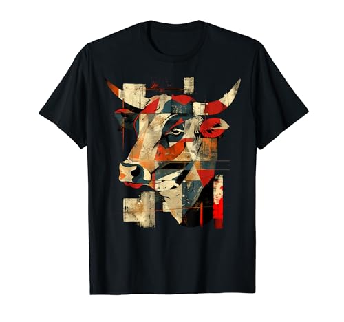 Artsy Bull Rider en Abstracto Hombres Mujeres Rodeo Bull Riding Camiseta