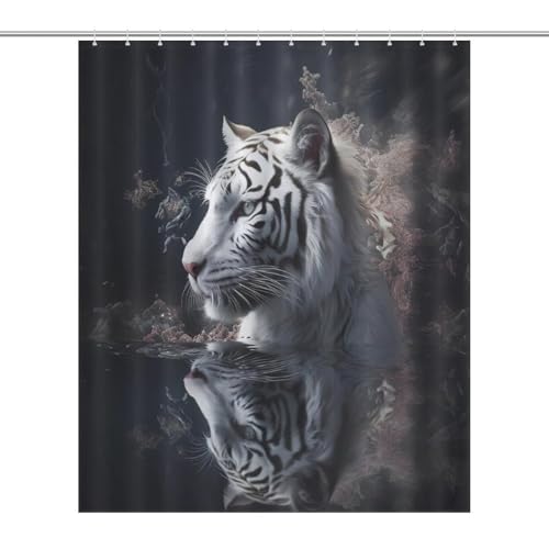 Rideau de douche tigre en polyester 152x183 cm avec 12 crochets
