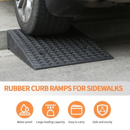 Rampa de bordillo de goma, rampa de umbral, rampa portátil para cobertizo, rampa resistente con capacidad de 6800 lb para coches de perfil bajo, motos, sillas de ruedas, bicicletas (20 x 20 x 7.9 pulgadas) miniatura 6