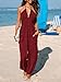 CUPSHE Women's Summer Jumpsuit Halter Sleeveless Pleated Long Romper Outfit Knit Jogger Maxi Overall with Pockets Burgundy, XS