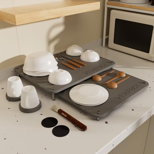 VERIFOST 2025 2PCs Large Drying Stone for Kitchen Counter, Stone Drying Mat for Kitchen Counter, Quick Drying Matt Kitchen Counter, Diatomaceous Earth Dish Mat with Non-slip Feet Midnight Gray by VERIFOST - Used condition - US$37.78