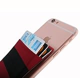 CaseArtPlus Credit Card Secure Holder Stick on Wallet [ Band Strap ] Discreet ID Holder Lycra Spandex Card Sleeves for Smartphones, iPhone 6, Samsung Galaxy Wallet Case 3M Adhesive (Strap-Wine)