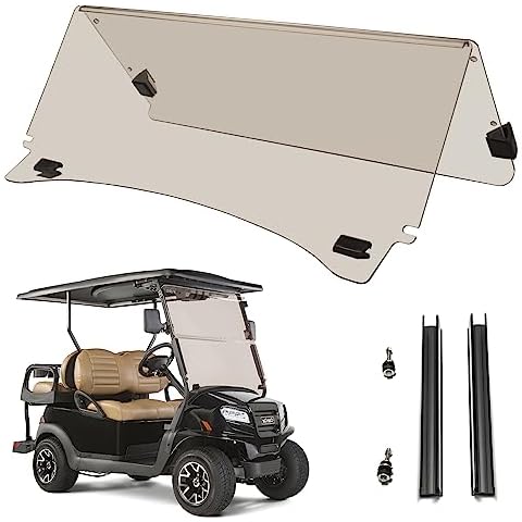 Arrtzan Club Car Precedent Windshield Compatible with 2004-UP Models Gas & Electric, Golf Cart Tinted Folding Down Windshield (Tinted) Cover