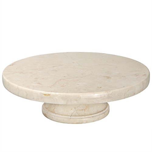 Creative Home Natural Champagne Marble 10" Diam. Cake Stand, Dessert Fruit Serving Plate on Pedestal