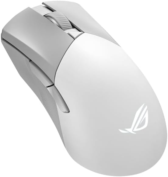 Asus ROG Gladius III Wireless AimPoint Gaming Mouse, Connectivity (2.4GHz RF, Bluetooth, Wired), 36000 DPI sensor, 6 programmable buttons, ROG SpeedNova, Replaceable switches, Paracord cable, White