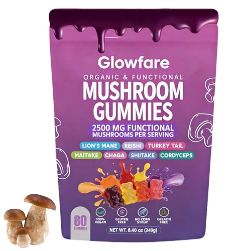 Glowfare Mushroom Gummies, Organic & Functional Mushroom Gummies, Glow Fare
