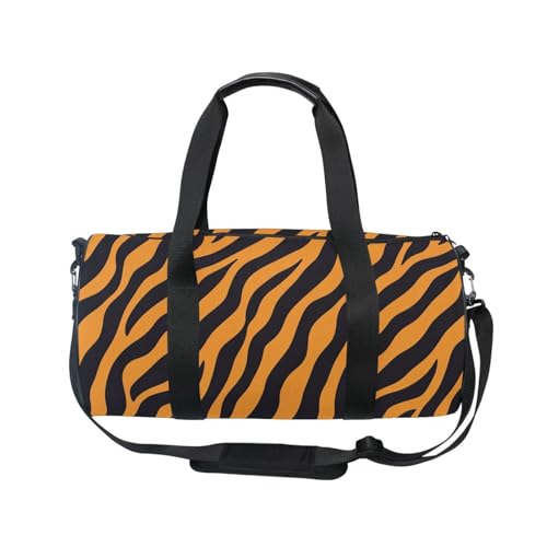 Tiger Print Sports Duffel Bag Durable Full Print Barrel Gym Bag with Large Main Pocket, Side Zippered Compartment for Training Gear Sportswear and Travel Essentials2