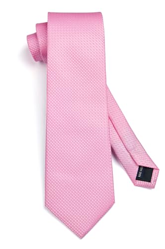 Image of HISDERN Ties for Men Plaid Checkered Tie with Pocket Square Woven Business Formal Necktie Handkerchief Set Wedding Party