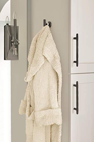 Image of Amerock Arrondi Single Prong Matte Black Wall-Mounted Hook | Decorative wall hook in durable stainless steel construction for coats, hats, bags, towels, and everyday organization