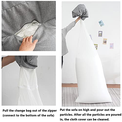 OIJT 2in1Sitzsack Bodenkissen, Gefüllt Aufbewahrung Sitzsack Stuhlbezug Weich Baumwolle und Leinen für Organisation… – Bild 7