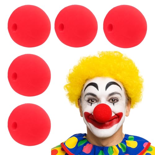 6 Piezas Narices de Payaso,Rojo Nariz de Esponja Payaso,Espuma Clown Nose, 5CM Nariz de Juego de Rol,Nariz de Espuma de Circo,Rojo Nariz de Payaso,para Traje de Fiesta de Disfrazar
