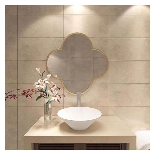 Générique Espejo De Pared con Forma De Trébol - 40/60/70/80 Cm - Espejo Decorativo con Detalles Metálicos, Espejo De Maquillaje De Alta Definición(Gold,40CM)