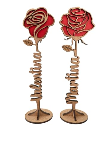 Rosa madera y metacrilato personalizable, Rosa San Valentín,