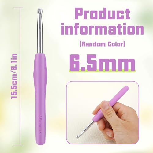 Image of Crochet Hook, 6.5 mm Ergonomic Crochet Hook, Crochet Needles for Arthritic Hands, Knitting Needles with Soft Handle Beginners and Experienced Hobbyists (6.5 mm)