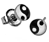 Ear Piercing Earrings Yin And Yang Stainless Silver Studs 