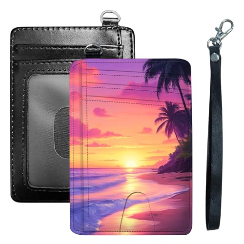 RFID Slim Leather Card Wallet with Wrist Strap & ID