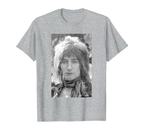 Rod Stewart Singer of Faces Portrait by Allan Ballard T-Shirt, Men, Heather Grey, Small