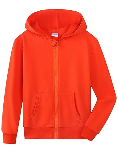 Image of Spring&Gege Boys Zip up Hoodie Soft Solid Classic Full Zip Hooded Sweatshirts for Kids (3-14 Years)