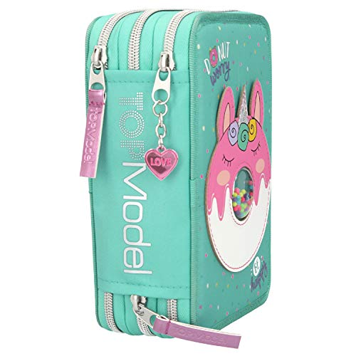 Depesche 11030 TOPModel - Gevuld 3-vaks etui in Candy Cake design, mintkleurige etui ca. 7,5 x 13 x 20 cm groot, met… - Afbeelding 3