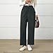 bawilom Corduroy Wide Leg Pants for Women Casual Fall Winter High Waist Dress Pants Fashion Loose Trousers with Pockets Dark Gray