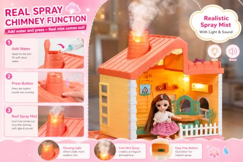 Image of Barbiieee Doll House Playset with Spray Function & Pink Car for Kids | 176 PCS, Spray Function, Pink Car