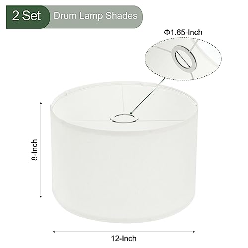 YOKIVE 2 Set Drum Lamp Shades, Table Lamps Floor Lamps, Beige, 12"x12"x8" - Image 2