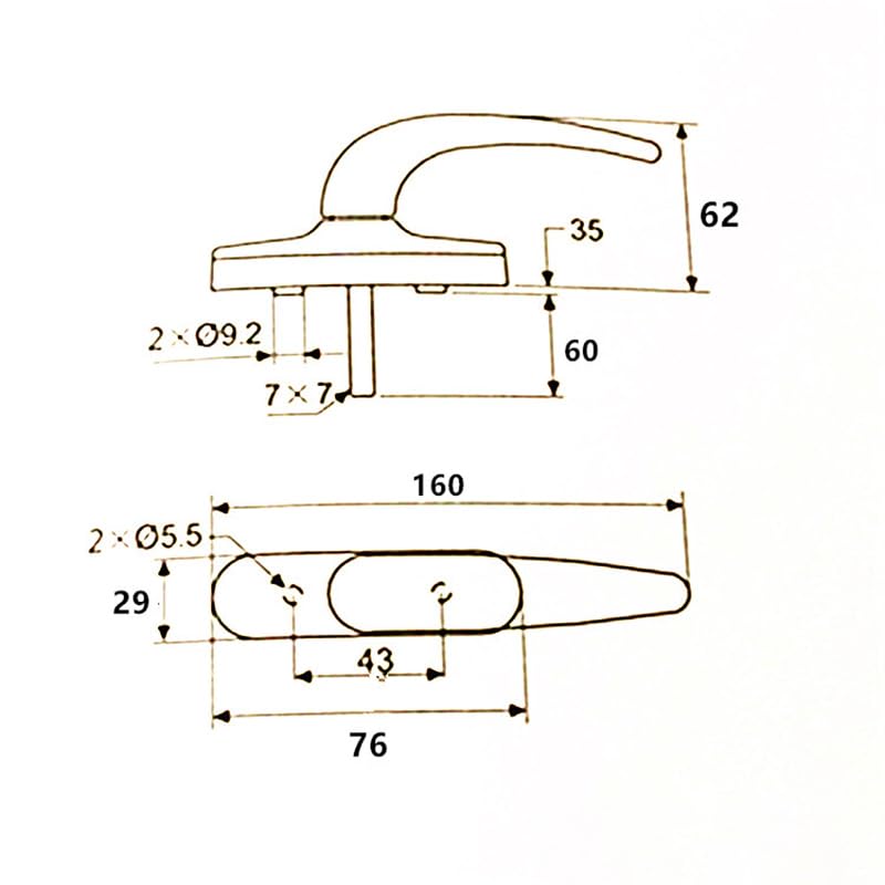 Fenstergriffe, 1 Stück Vierkant-Fenstergriff aus Aluminium, 7 x mm, for Heimwerkerbedarf(Gold)
