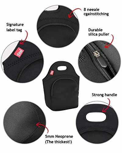 Yookee Home Black Lunch Box With Pocket Reusable Neoprene Lunch Tote Thermal Insualted Lunch Bag Fo Adults Small Lunch Box For Men Women Suitable For Work Outdoor Travel Picnic thumb #1