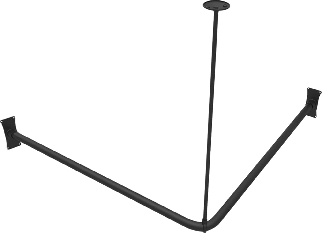 Naiture Stainless Steel 36'' x 36'' Corner Shower Curtain Rod with Ceiling Support and Shower Curtain Rings Hooks, Black Finish