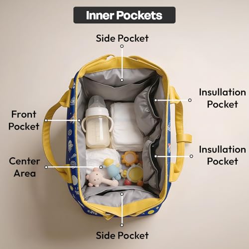 Image of StarAndDaisy Travel Diaper Bag for Mothers - Stylish Handcrafted Bag with Insulated Compartment, Multiple Pockets & 12L Enhanced Capacity for Newborn Essentials - Space Print