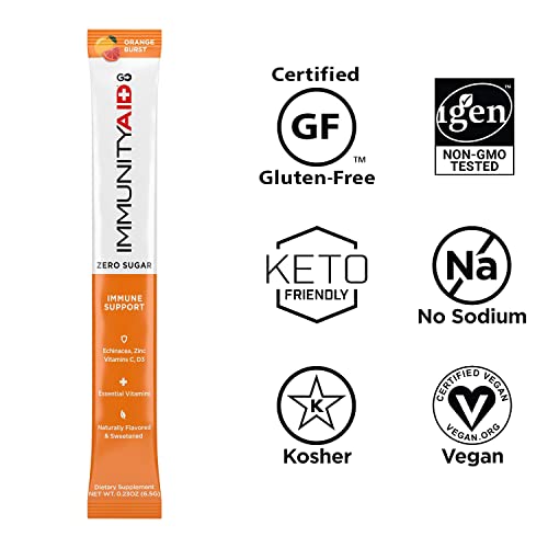 Image of LIFEAID IMMUNITYAID GO! Zero Sugar Immunity + Hydration Packet, Vitamin C, Echinacea, Zinc, Astragalus Root, Keto-Friendly, Vegan & Gluten-Free, 5 Calories, Naturally Sweetened, No (Pack of 2)