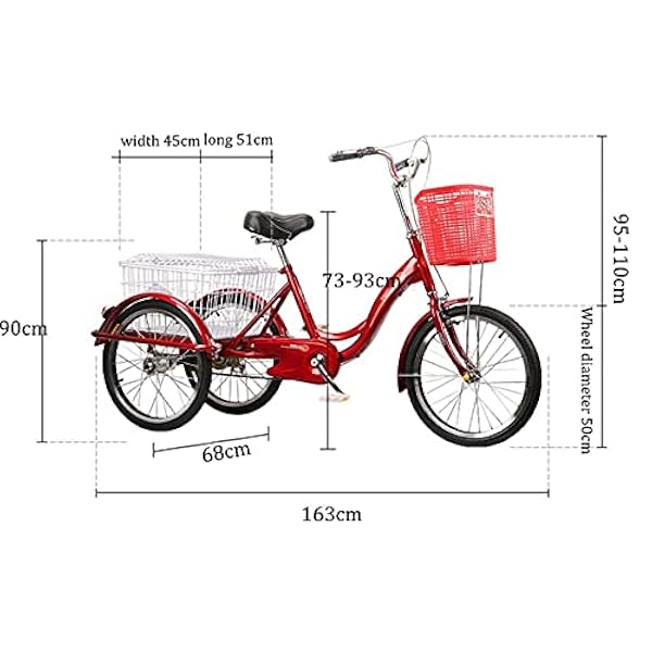 3 Wheel Bikes Bicicleta Triciclo Adultos Bicicleta Crucero Tres Ruedas 20 Pulgadas con Cesta Carga Personas Mayores Mujeres Hombres Ocio Picnics Compras Altura Ajustable Ciclismo Pedaleo