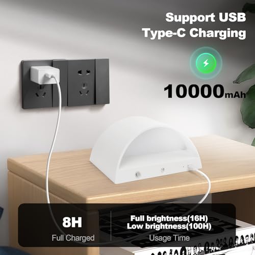 Image of TRLIFE Rechargeable Battery Operated Wall Sconces, Remote Control Dimmable Wall Sconce and 3CCT Touch Control Rechargeable Wall Lights Wall Mounted Light for Bedroom Hallway(White,2P)