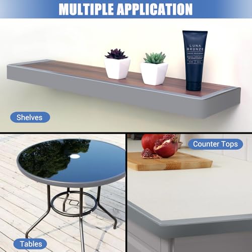 Image of Rubber Edge Trim, 1 Inch(25mm) Self Adhesive Peel and Stick Edge Guards, Flexible U Shaped Strip for Kitchen &Garbage Drawer Fronts, Cabinets, Desks and Shelfves, Grey, 10Ft