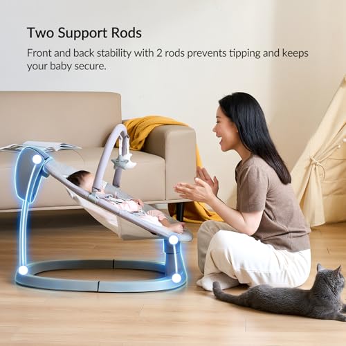 Image of VaVaSoo Baby Swing Up to 26lbs, Baby Swings for Infants (Light Grey)